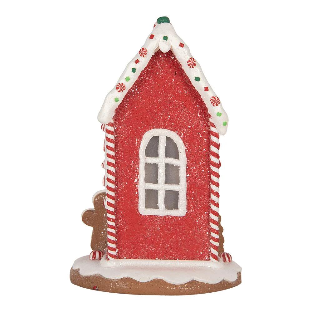 Lebkuchenhaus mit LED 14x14x22 cm braun rot Kunststoff von Clayre & Eef.