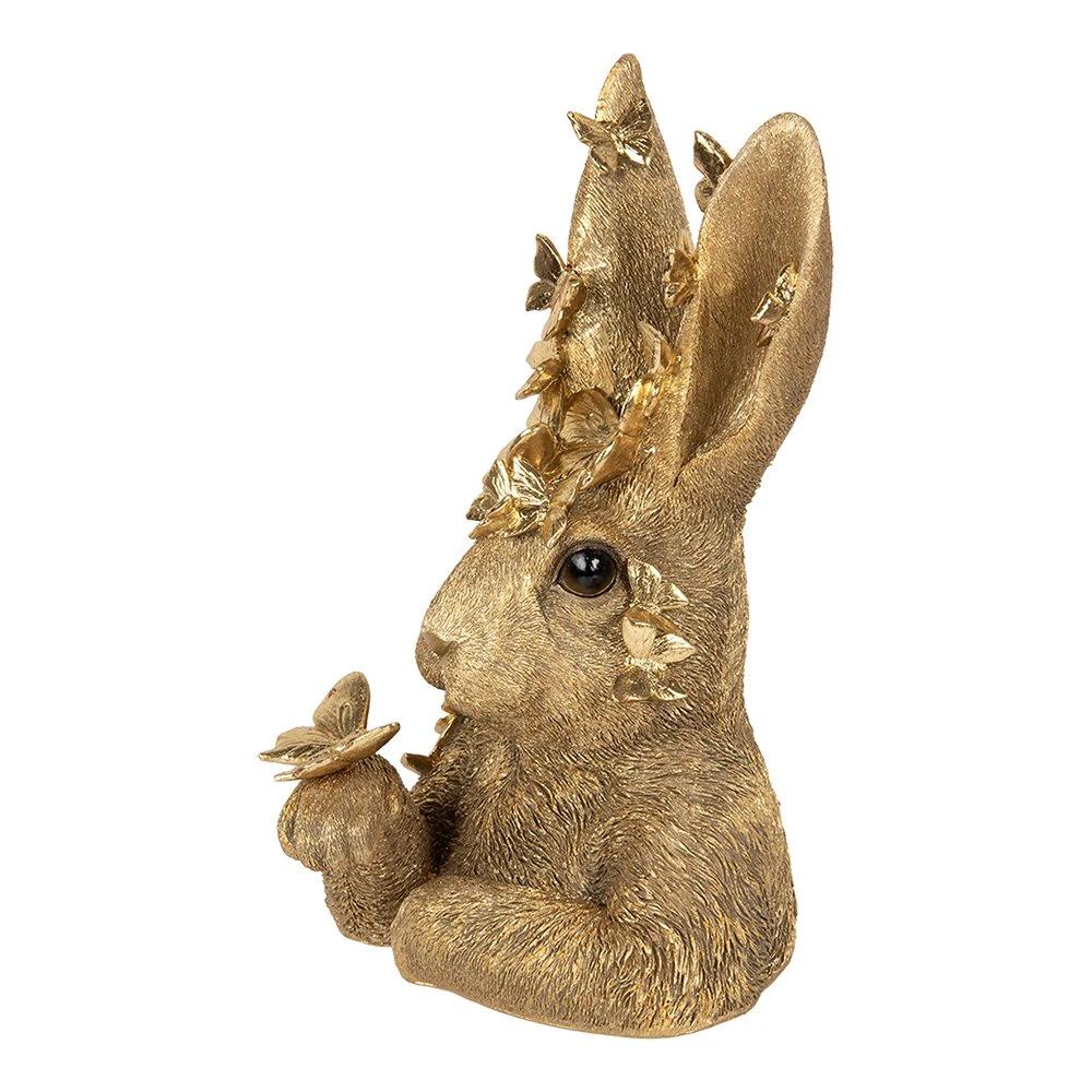 Dekorationsbild Hase 21x20x34 cm goldfarbenes Plastik von Clayre & Eef.