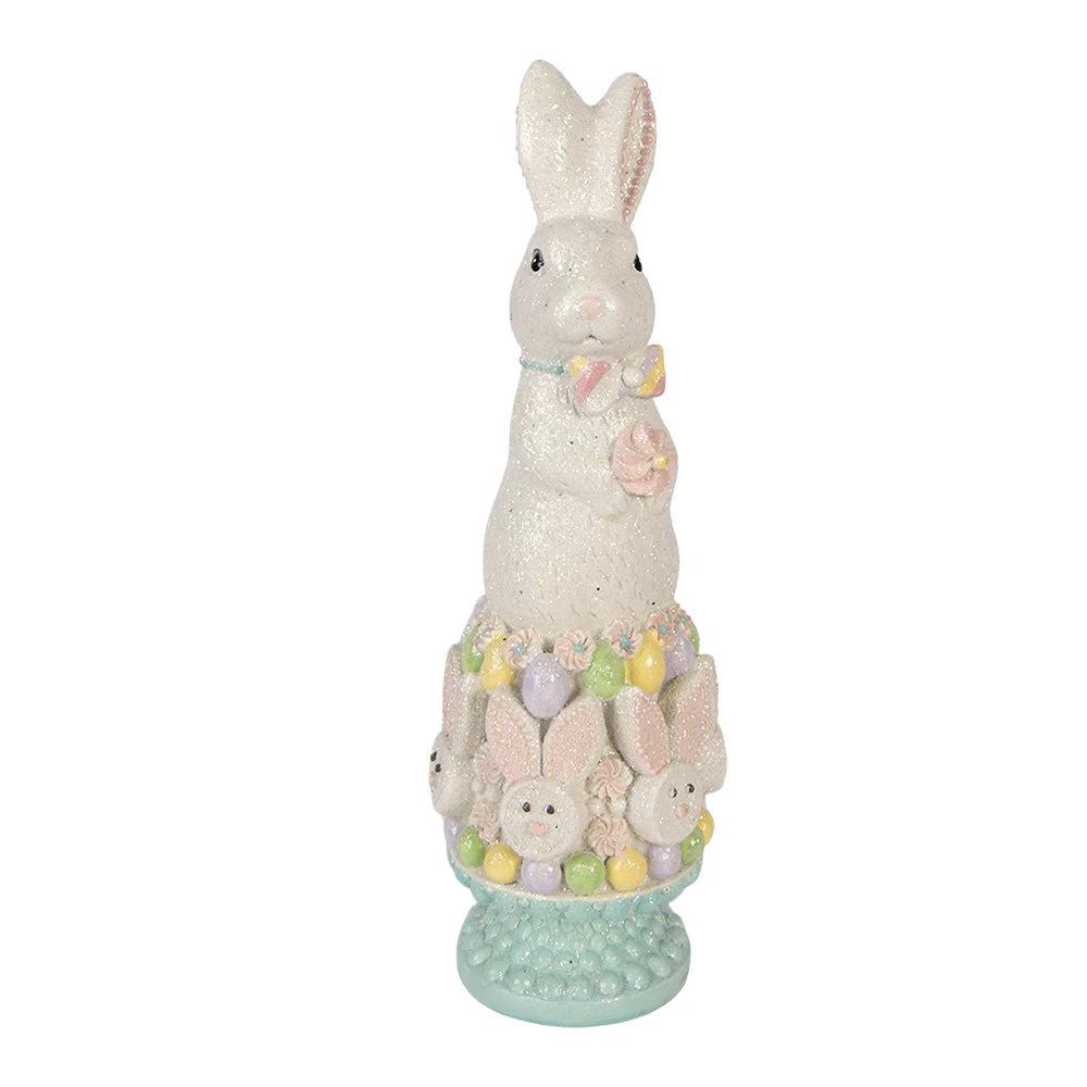 Decoration Statue Rabbit 12x11x34 cm White Plastic by Clayre & Eef.