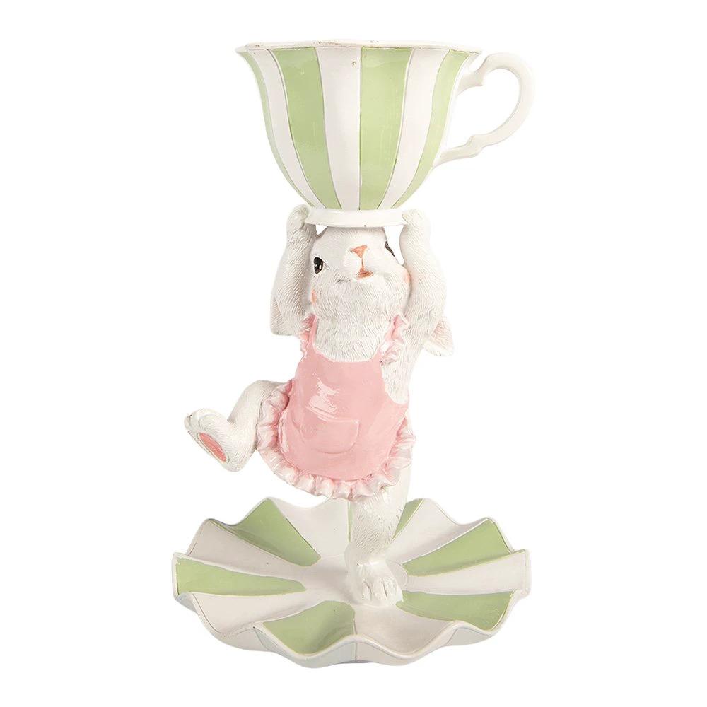 Decoration Statue Rabbit Ø 15x24 cm White Plastic by Clayre & Eef.