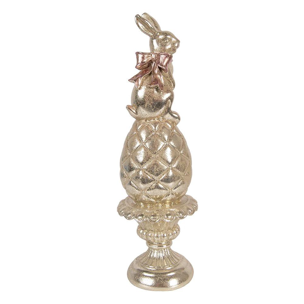 Decoration Statue Rabbit Ø 8x28 cm Gold-colored plastic by Clayre & Eef.