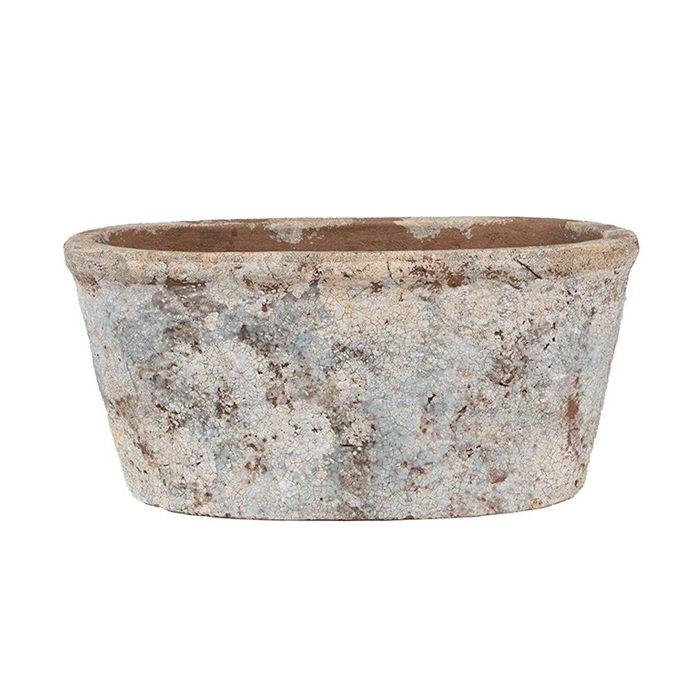Blumentopf 26x13x12 cm Beige Blau Terrakotta von Clayre & Eef.