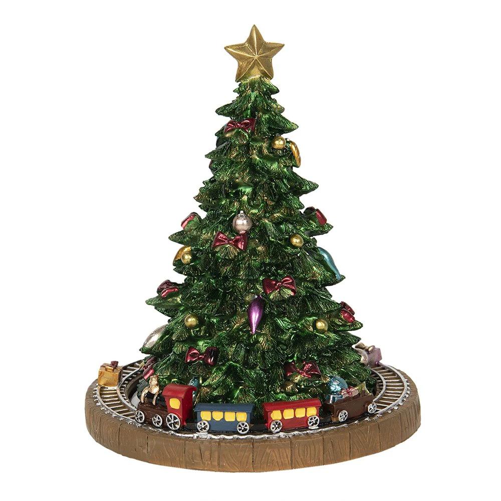 Music box Christmas tree Ø 15x18 cm Green plastic Christmas decoration image by Clayre & Eef.