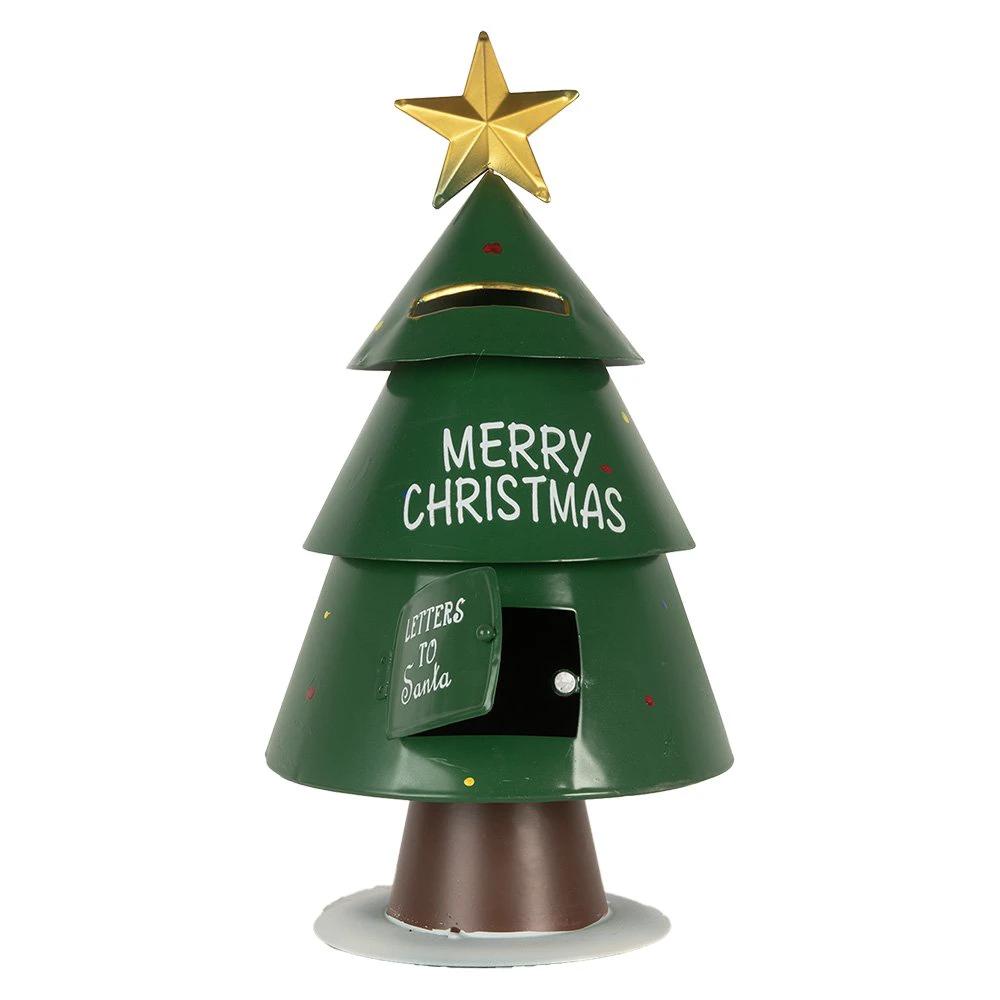Christmas decoration letterbox Ø 18x35 cm Green metal by Clayre & Eef.
