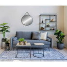 Trapani Mirror - Black, Steel, Artificial Leather, Ø38cm by EMIRELLE