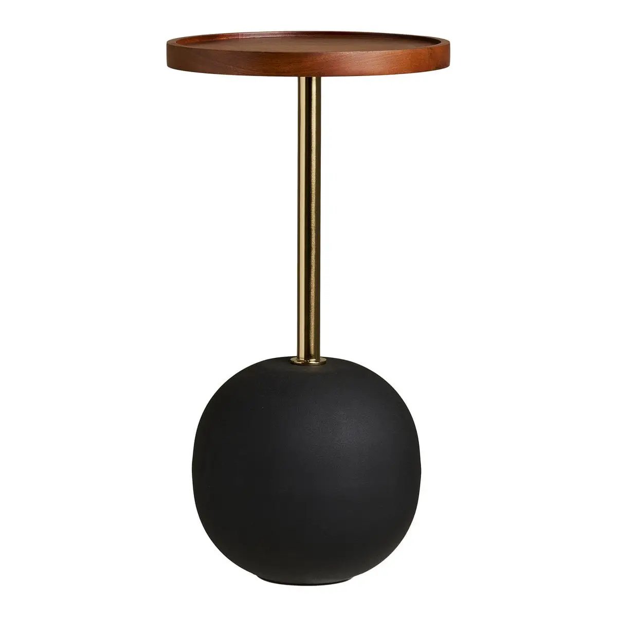 Sirone Side table, mango wood/steel, black/brass look/dark brown, Ø30x56 cm by EMIRELLE