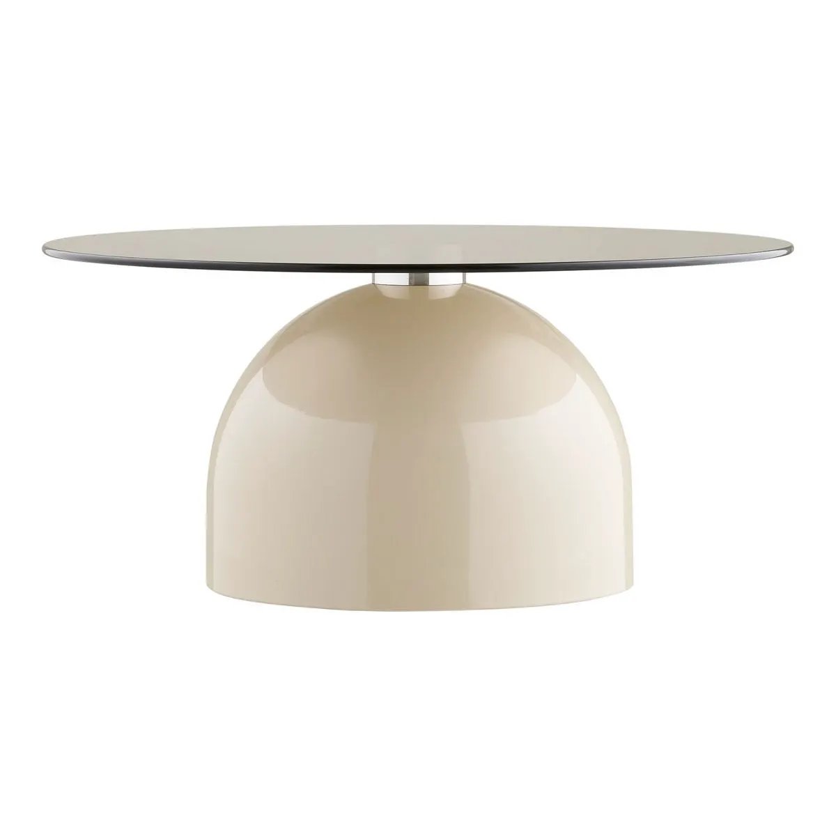 Ravello Coffee table, tempered glass/metal, grey/beige, ø70x33 cm by EMIRELLE