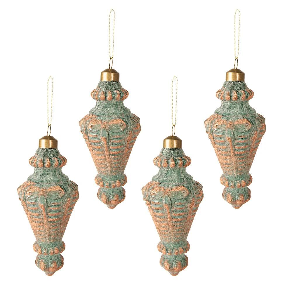Christmas bauble set of 4 Ø 6 cm Copper -colored Glass Christmas tree decorations by Clayre & Eef.