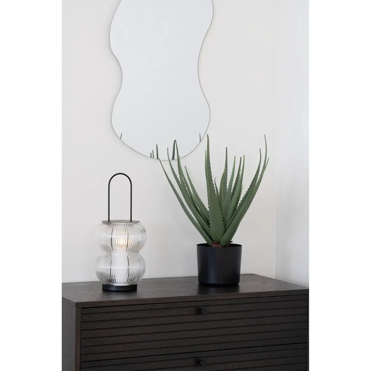 Lucena Lantern - Black, Metal/Glass, 16x16x36 cm by EMIRELLE