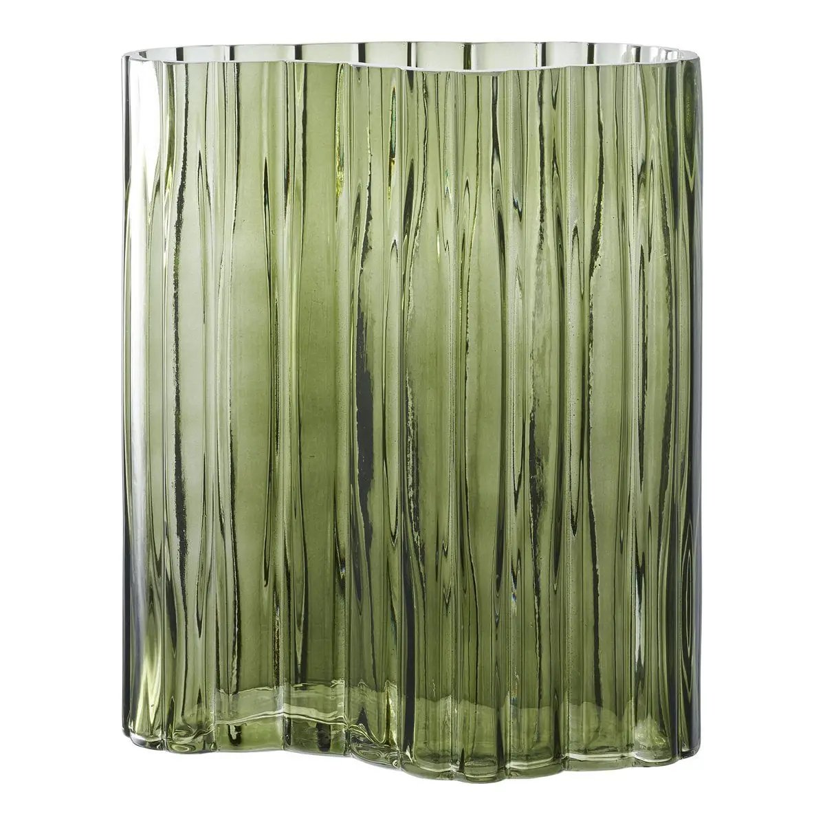 Vase - Smoked Green, Glass, 21x12x26.5cm by EMIRELLE