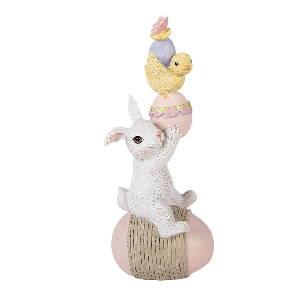 Decoration Statue Rabbit 9x9x14 cm White Plastic by Clayre & Eef.