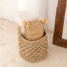 Large Laundry Basket Round Storage Basket Decorative Basket Woven from Natural Fibres MASILA (2 sizes) by Soeji