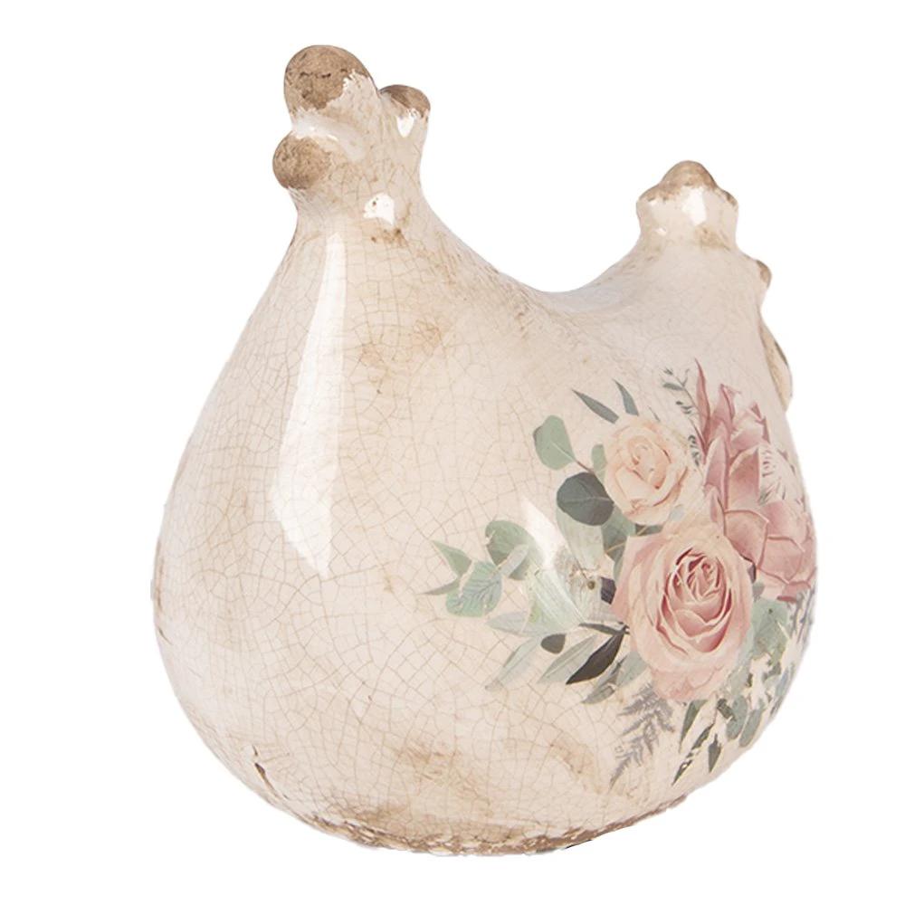 Decoration Statue Chicken 12x11x13 cm Beige Ceramic by Clayre & Eef.