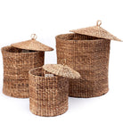 Laundry Basket with Lid GARUT made from Water Hyacinth (3 sizes) by Soeji