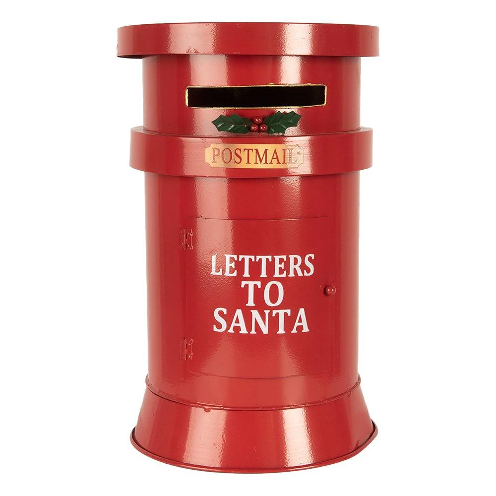 Christmas decoration letterbox Ø 24x38 cm red metal by Clayre & Eef.