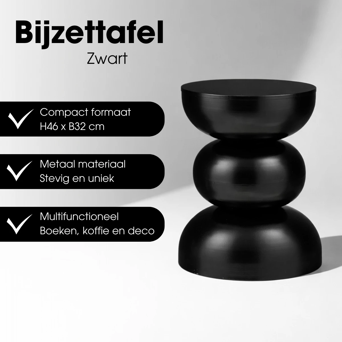 Side table Luna Black by Mica Decorations