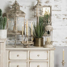 Lantern Ø 17x55 cm Beige iron candle holder by Clayre & Eef.