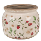 Blumentopf Ø 20x15 cm beige-rot Keramik Erdbeere, Blumentopf innen von Clayre & Eef.