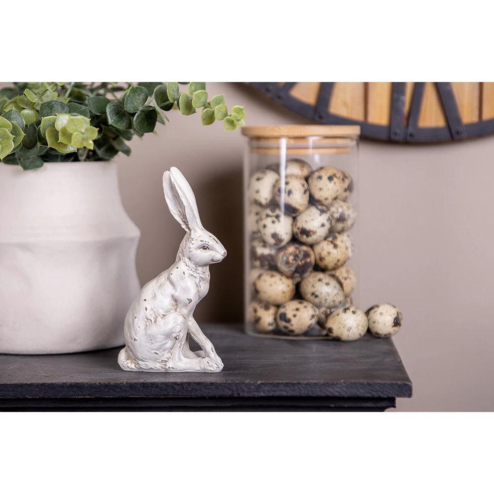 Decoration image rabbit 8x5x13 cm white plastic by Clayre & Eef.