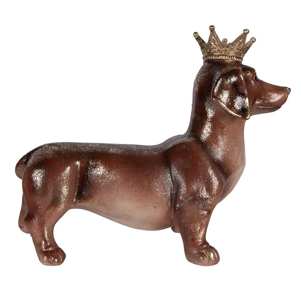 Decoration Statue Dog Dachshund 35x14x28 cm Brown Plastic by Clayre & Eef.