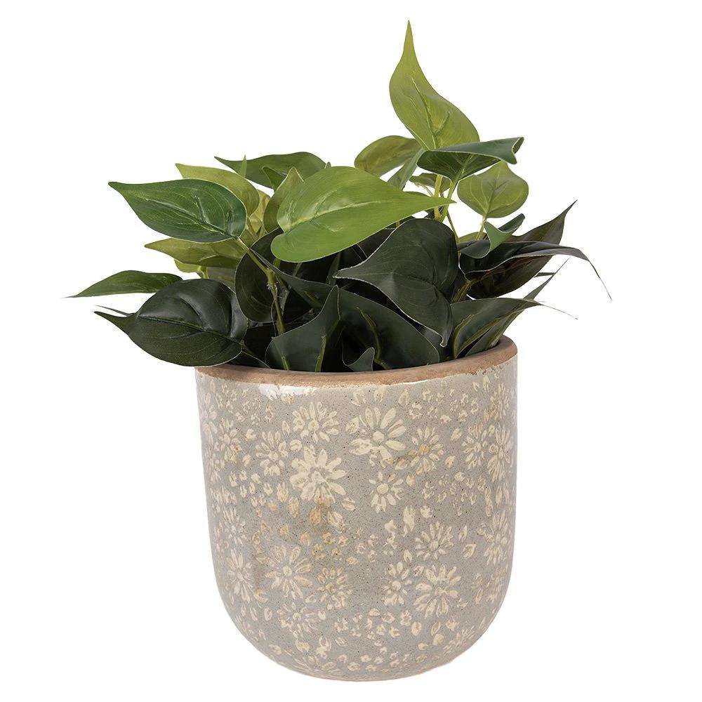 Flowerpot Ø 20x19 cm Gray Ceramic by Clayre & Eef.