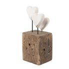 Dekorationsfigur Herzen 7x6x15 cm Weiß Braun Holz von Clayre & Eef.