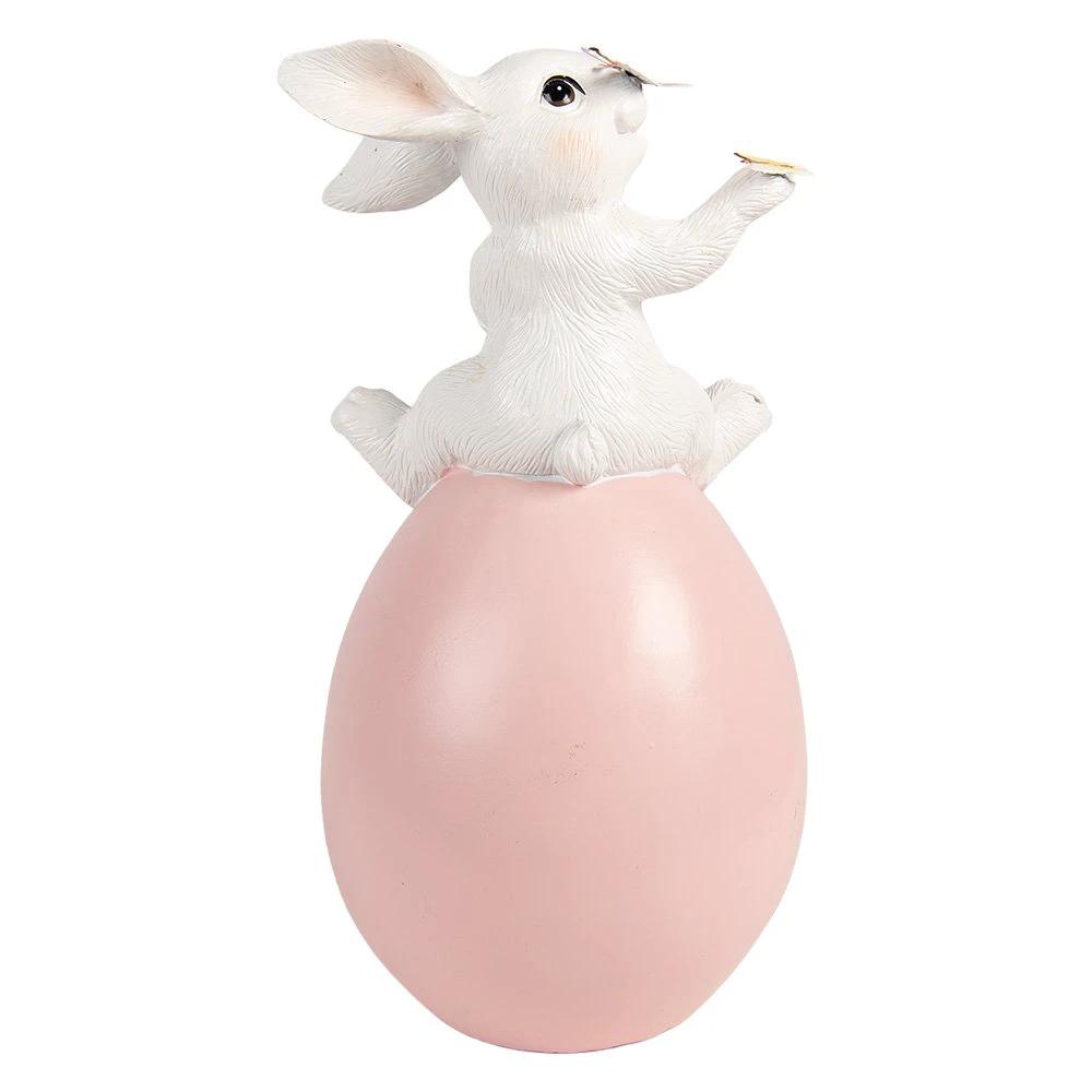 Decoration Statue Rabbit 16x15x29 cm White Plastic by Clayre & Eef.