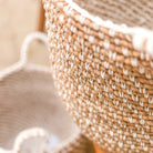 Laundry Basket Storage Basket Round GUNUNG Made of Banana Fibre with a Macrame Pattern made of Cotton by Soeji