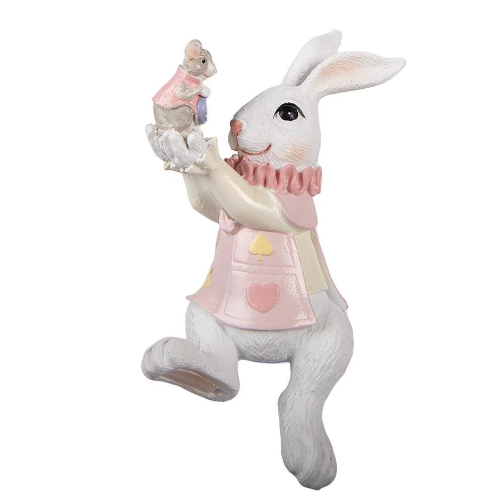 Decoration Statue Rabbit 9x9x14 cm White Plastic by Clayre & Eef.