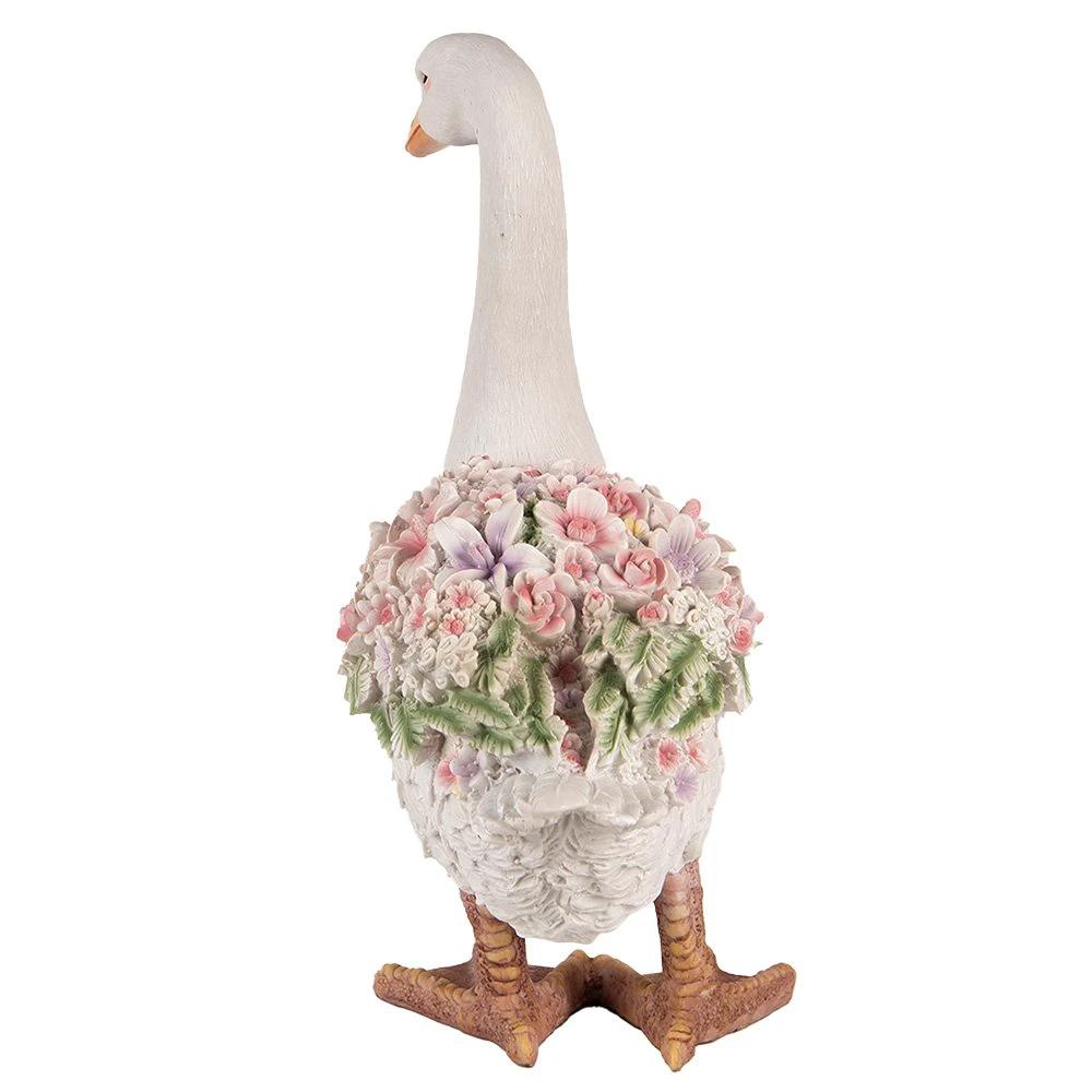 Goose statue 45 cm White Pink Polyresin statue decoration by Clayre & Eef.