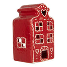 Tea light holder House 8x7x13 cm Red Ceramic by Clayre & Eef.