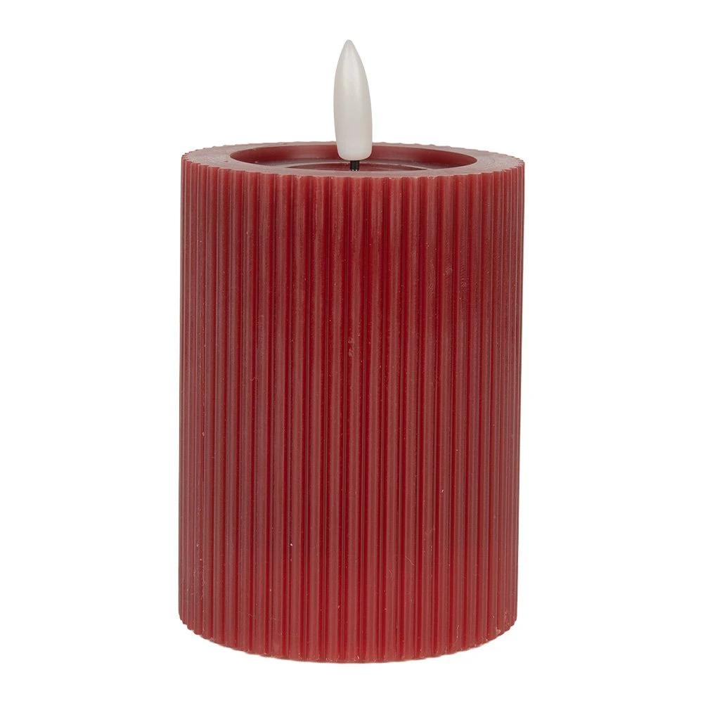 LED Kaars Ø 8x13 cm Rood Wax by Clayre & Eef.