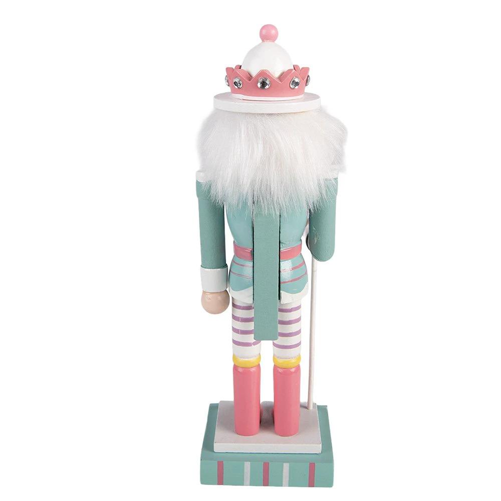 Christmas Decoration Sculpture Nutcracker 10x9x38 cm Blue Wood by Clayre & Eef.