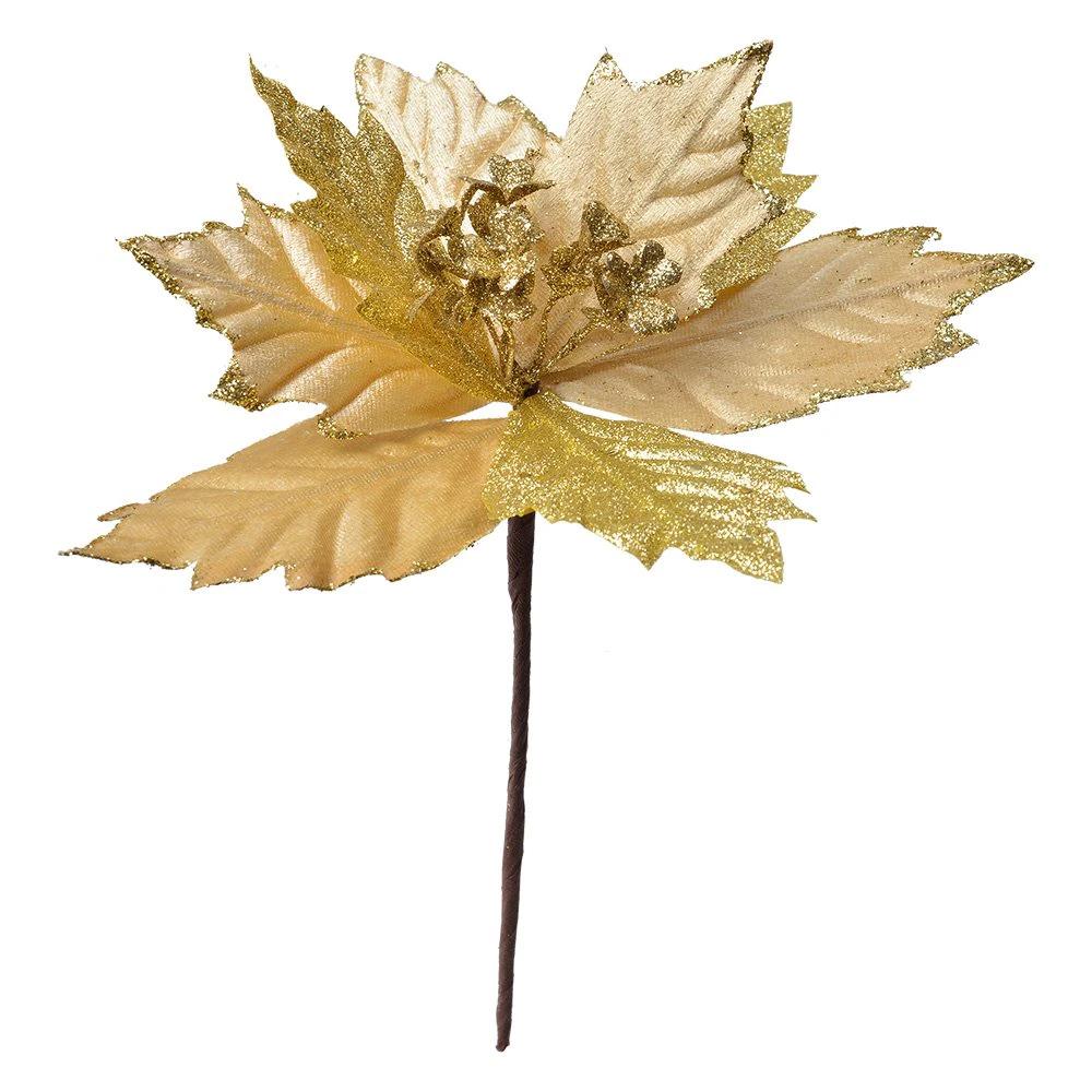 Artificial plant Christmas star Ø 21x25 cm Gold-colored plastic Christmas decoration by Clayre & Eef.