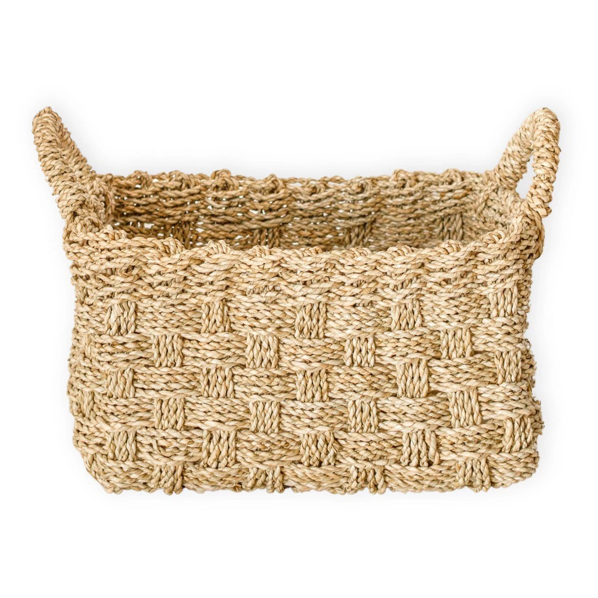Basket Woven from Seagrass BATIK (3 sizes) Rectangular Storage Basket for Shelves or for Laundry by Soeji