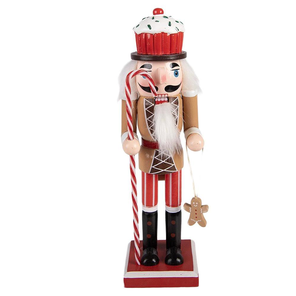 Weihnachtsdekorationsfigur Nussknacker 8x7x25 cm braunes Holz von Clayre & Eef.