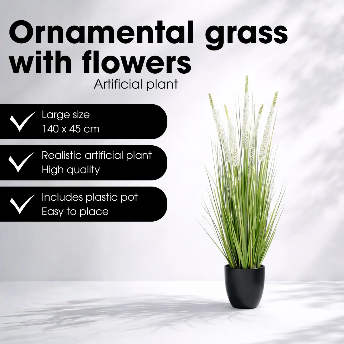 Artificial Plant Ornamental Grass White by Mica Decorations