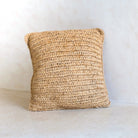 Boho Cushion Made of Raffia – 40x40 cm Decorative Woven Cushion – Sofa Cushion – Natural Beige Square Pillow Handmade from Raffia JIWA by Soeji