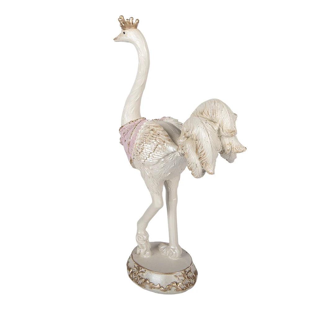 Decoration Statue Ostrich 23x11x41 cm White Plastic by Clayre & Eef.