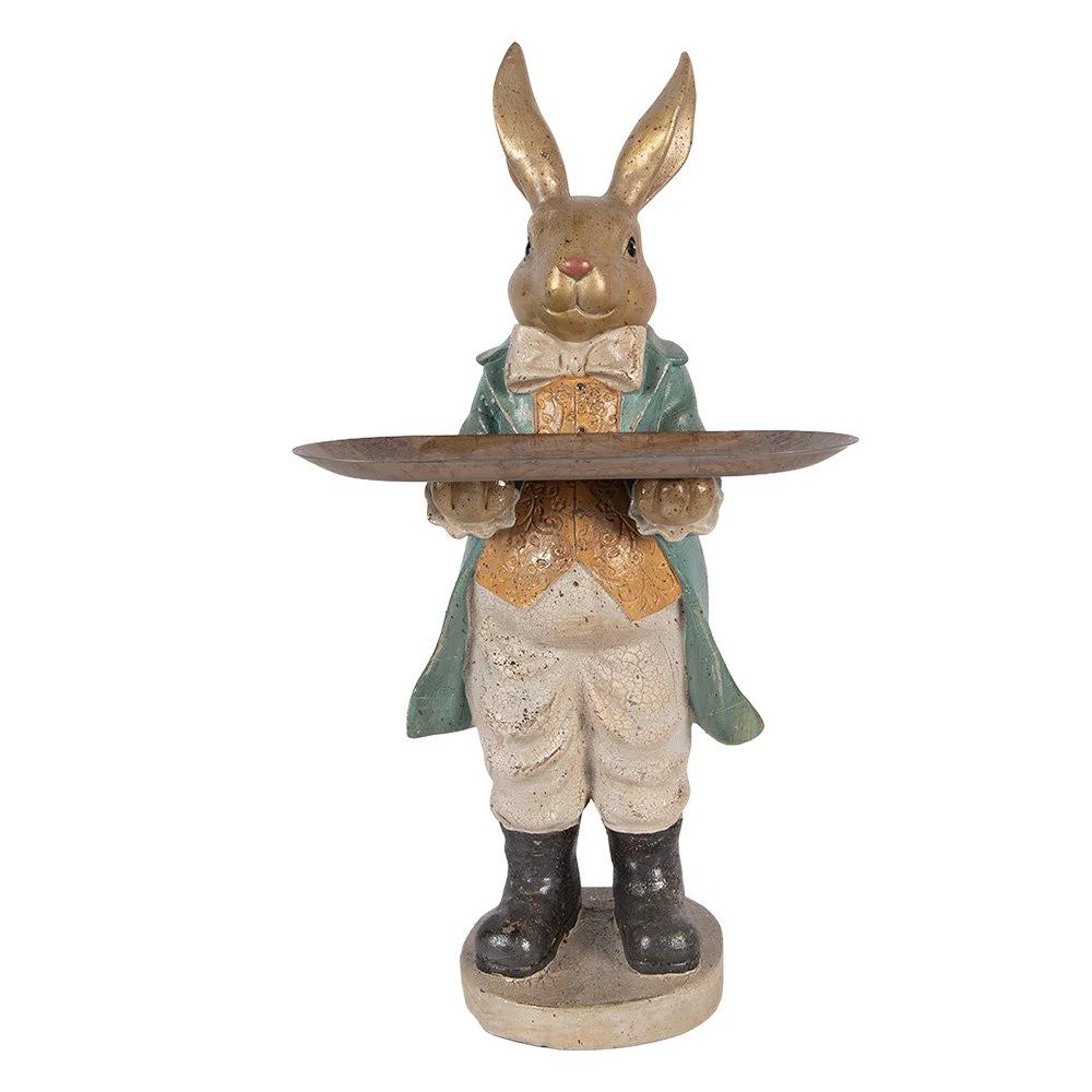 Decoration Statue Rabbit 20x23x46 cm Gold-colored Plastic by Clayre & Eef.