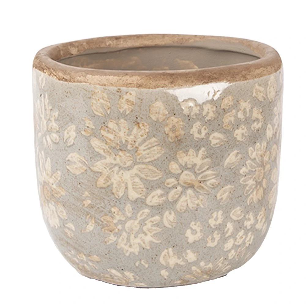 Blumentopf Ø 10x9 cm graue Keramik von Clayre & Eef.