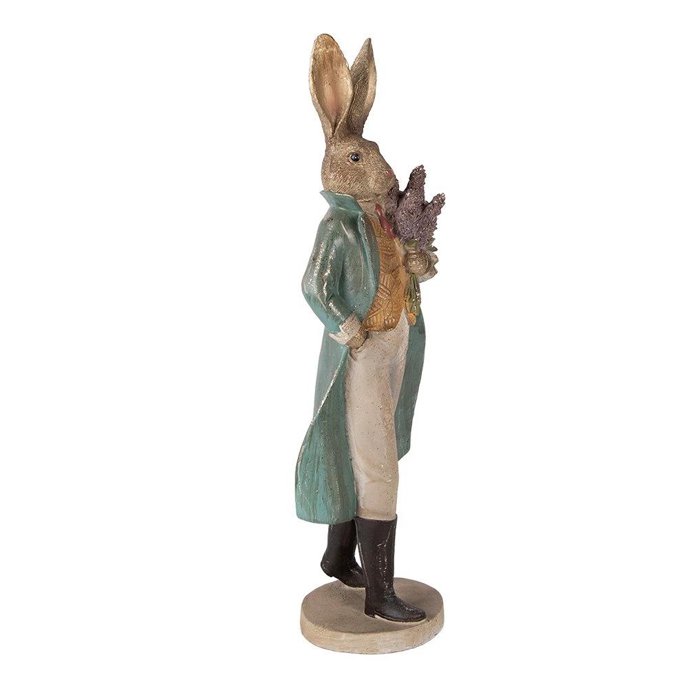 Decoration Statue Rabbit 17x15x53 cm Gold-colored Plastic by Clayre & Eef.