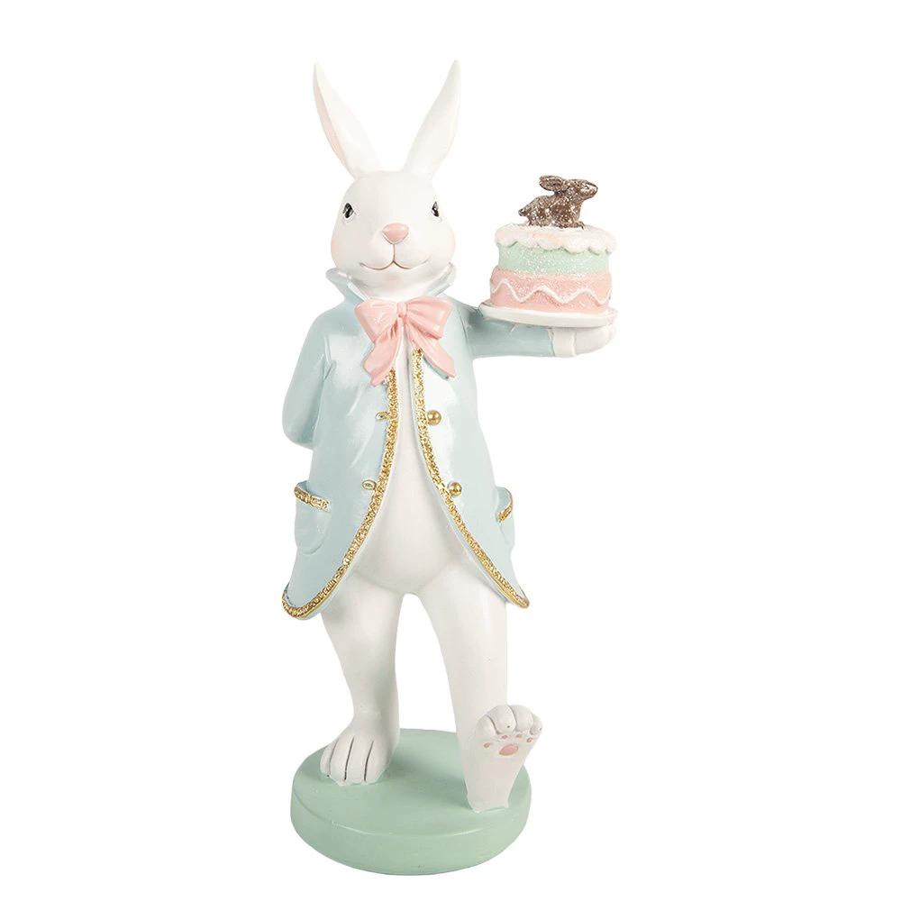 Decoration Statue Rabbit 13x11x28 cm White Plastic by Clayre & Eef.