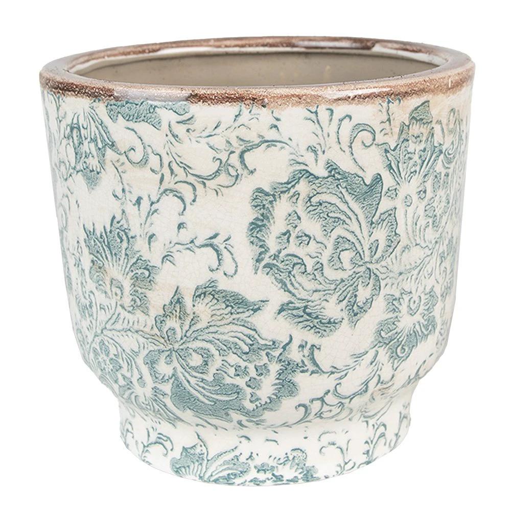 Blumentopf Ø 21x20 cm Grün-Beige Keramik Blumen Blumentopf für Innenräume von Clayre & Eef.