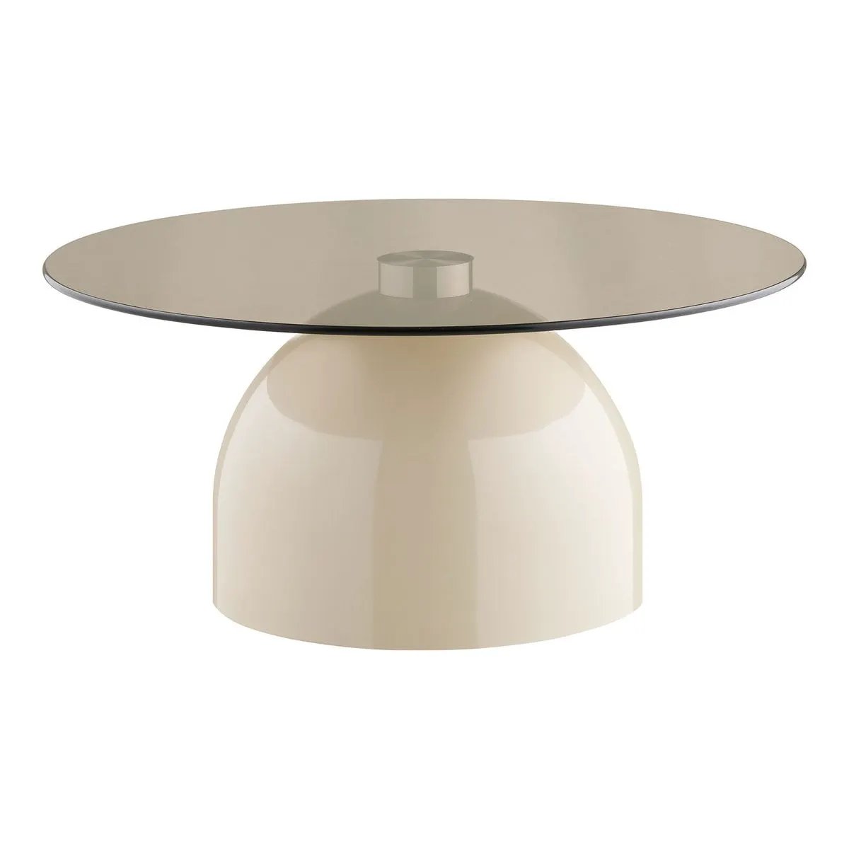Ravello Coffee table, tempered glass/metal, grey/beige, ø70x33 cm by EMIRELLE