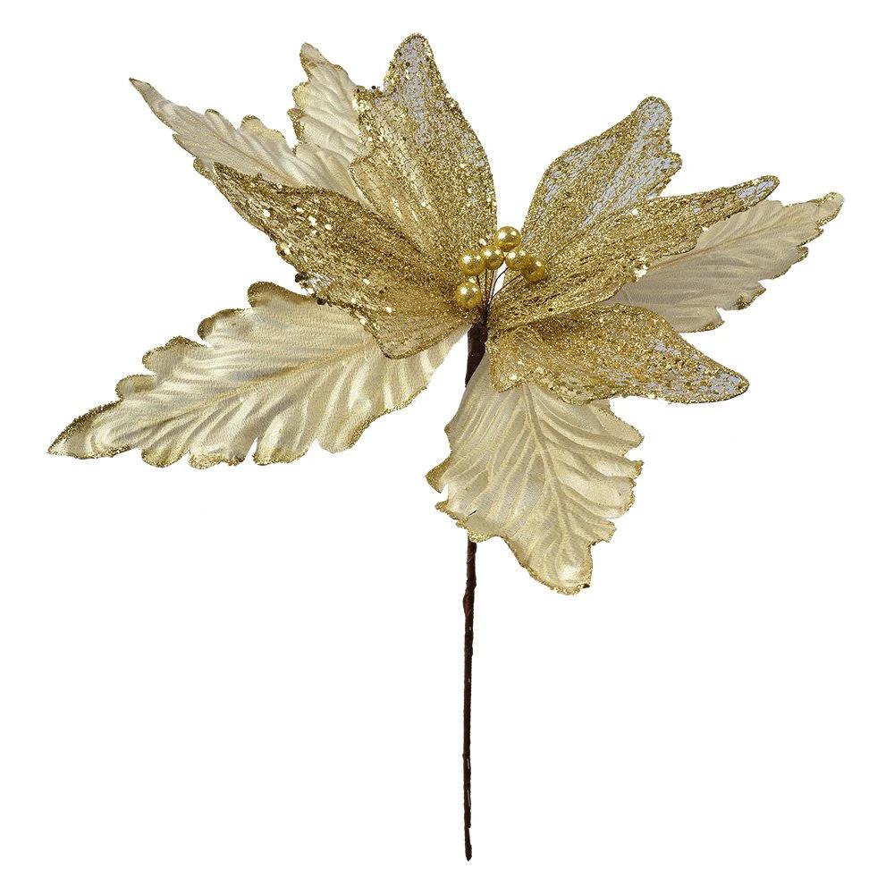 Artificial plant Christmas star Ø 45x57 cm Gold-colored plastic Christmas decoration by Clayre & Eef.