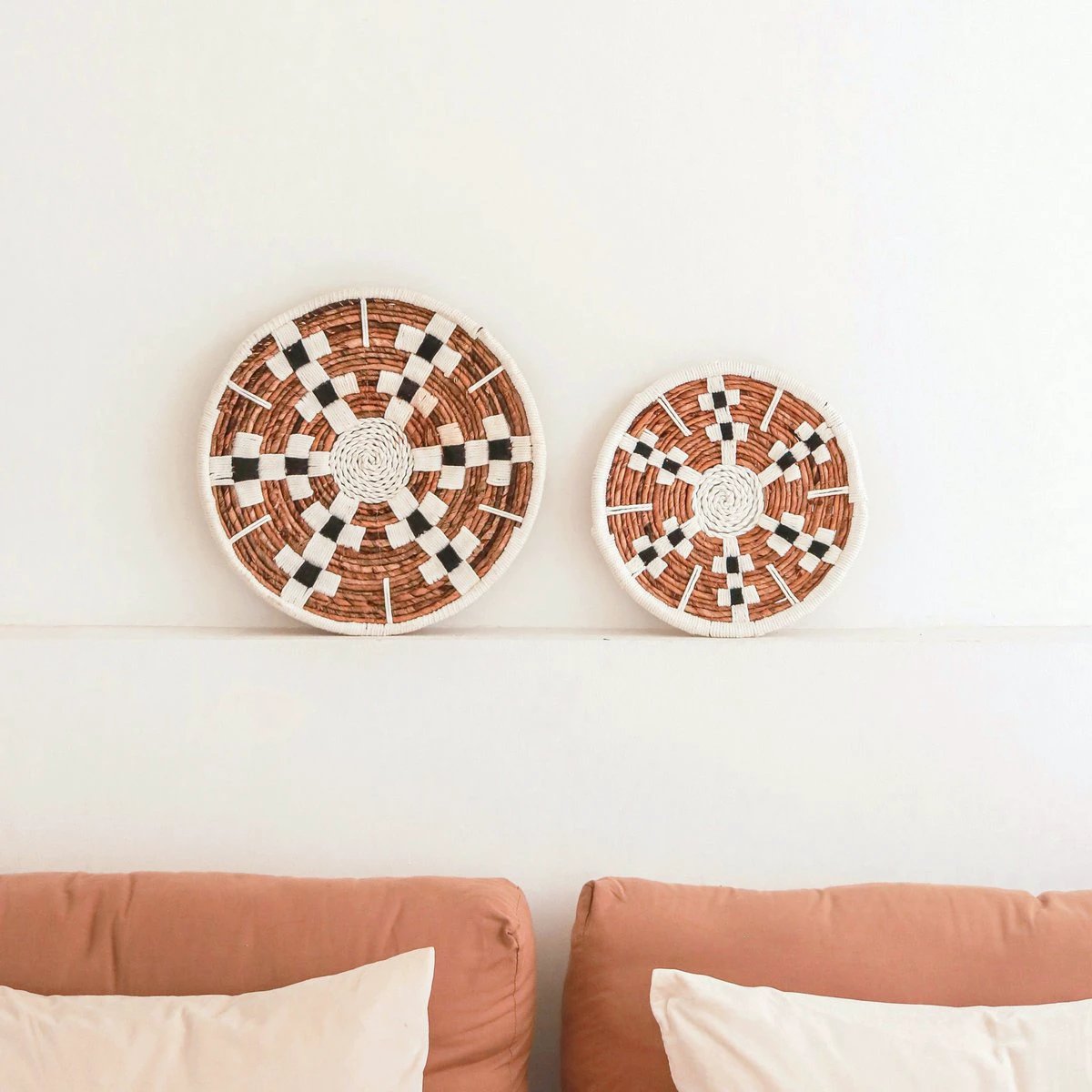 Wall Decor Round Boho Wall Basket or Flat Bowl TAMAN made of Banana Fibre (2 sizes) by Soeji