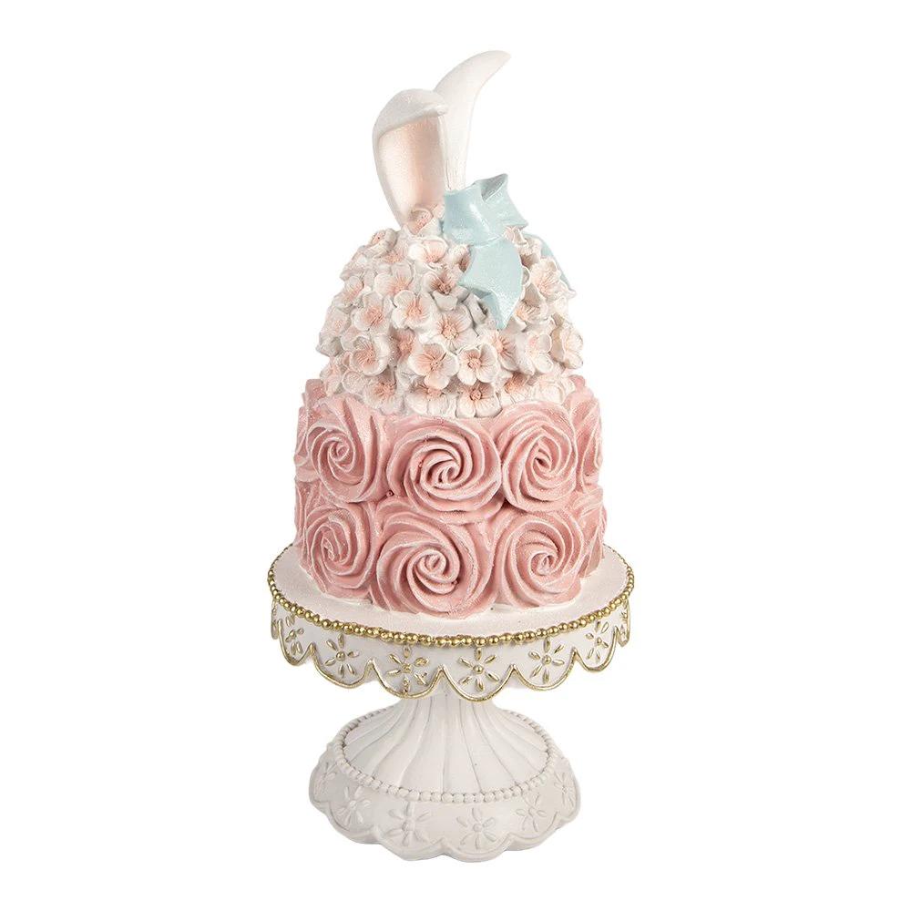Decoration Image Cake Ø 17x35 cm White Plastic by Clayre & Eef.
