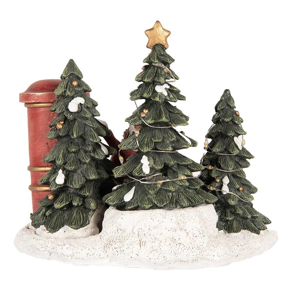 Christmas decoration with LED lighting child 16x12x14 cm red plastic by Clayre & Eef.