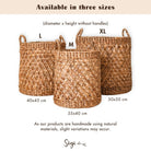 Round Woven Laundry Basket – Boho Plant Basket – Laundry Hamper Brown – Large Basket Made of Water Hyacinth RAJA (3 sizes Ø 35/40/50 cm) by Soeji